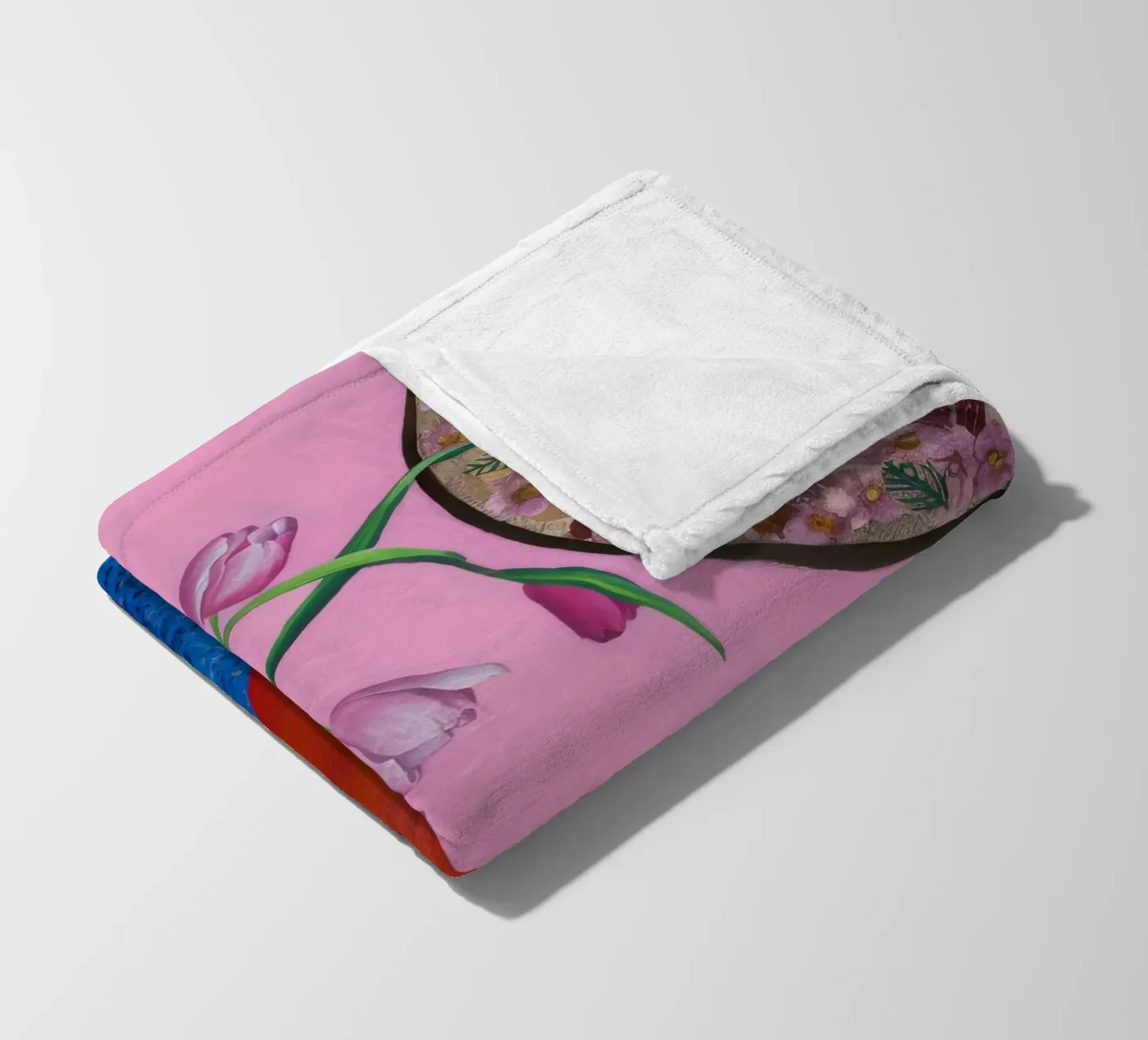 Scarlet Patterned Bloom fleece blanket by Opal Strokes