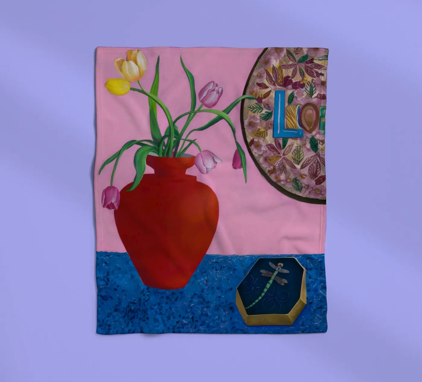 Scarlet Patterned Bloom fleece blanket by Opal Strokes