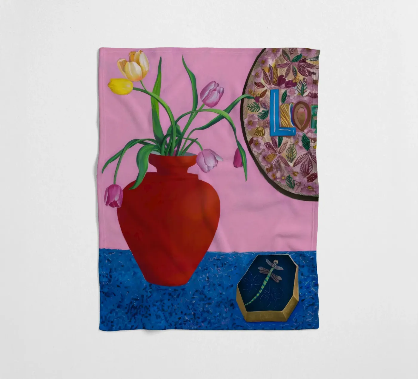 Scarlet Patterned Bloom fleece blanket by Opal Strokes