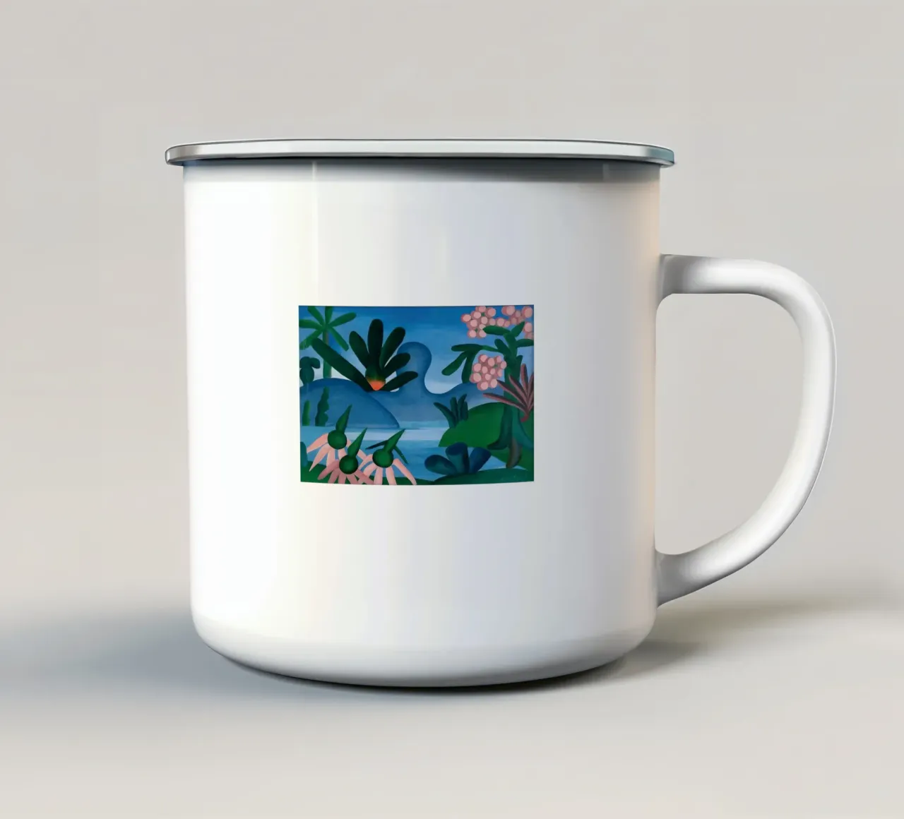 The lady with flowers enamel mug by ART BEST