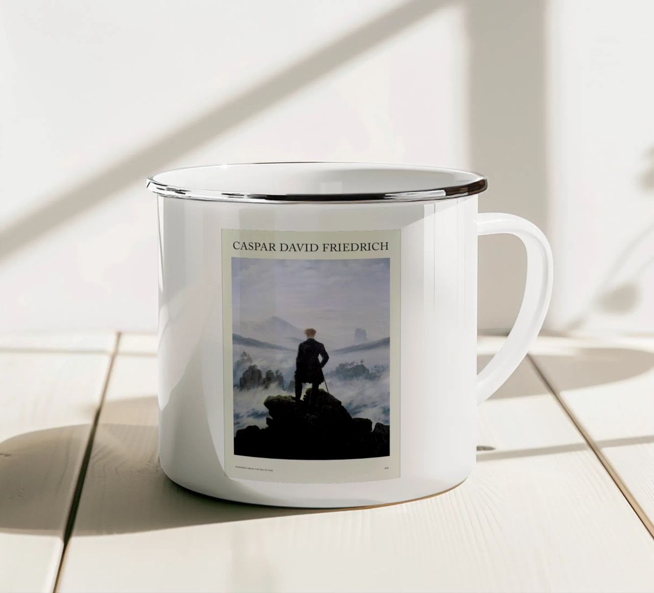 Friedrich - Wanderer Above the Sea of Fog tazza in smalto da Vintage by JUNIQE