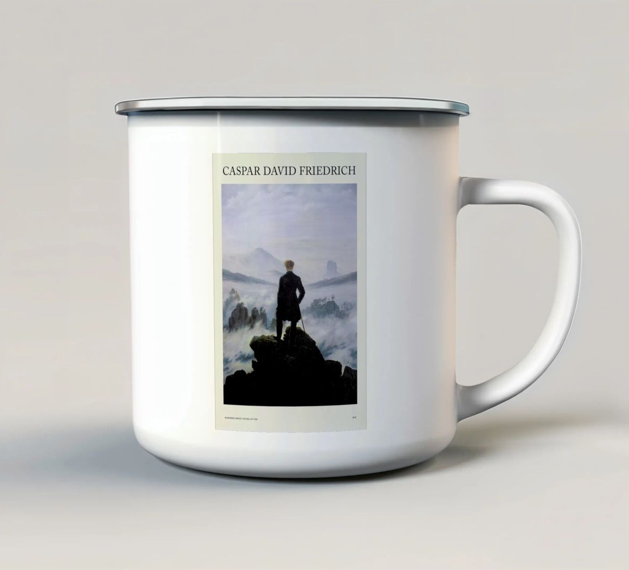 Friedrich - Wanderer Above the Sea of Fog tazza in smalto da Vintage by JUNIQE