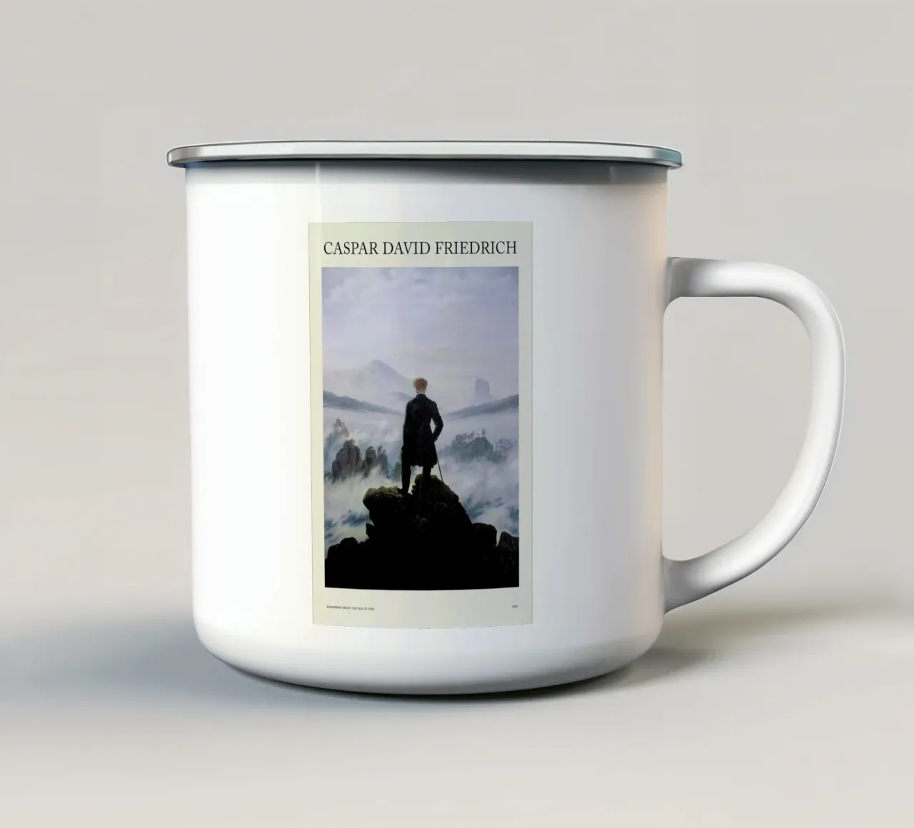 Friedrich - Wanderer Above the Sea of Fog tazza in smalto da Vintage by JUNIQE