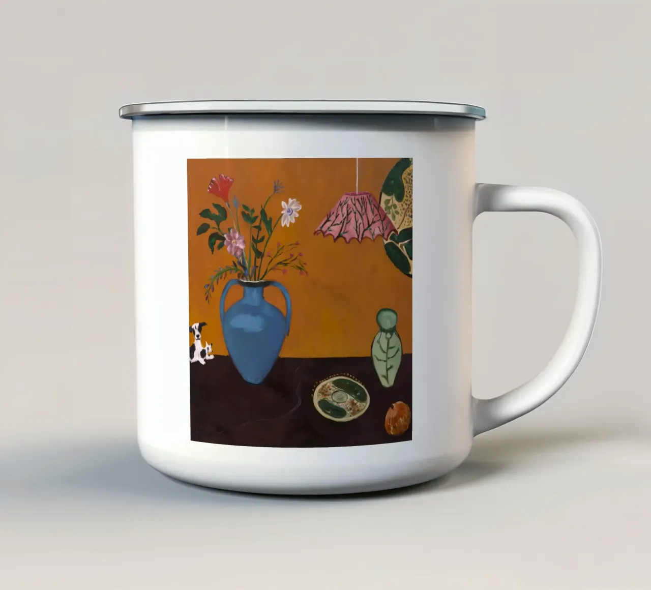 Azure tafelbehandeling emaille mok van Opal Strokes