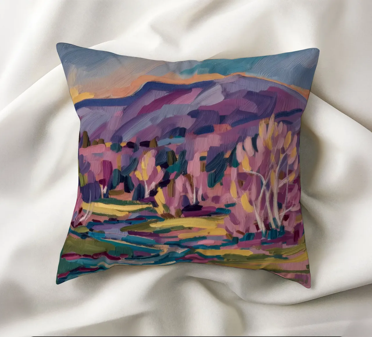 Meandro del fiume Twilight cuscino da Radiance Landscape