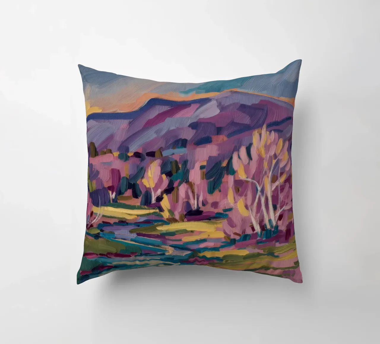 Meandro del fiume Twilight cuscino da Radiance Landscape