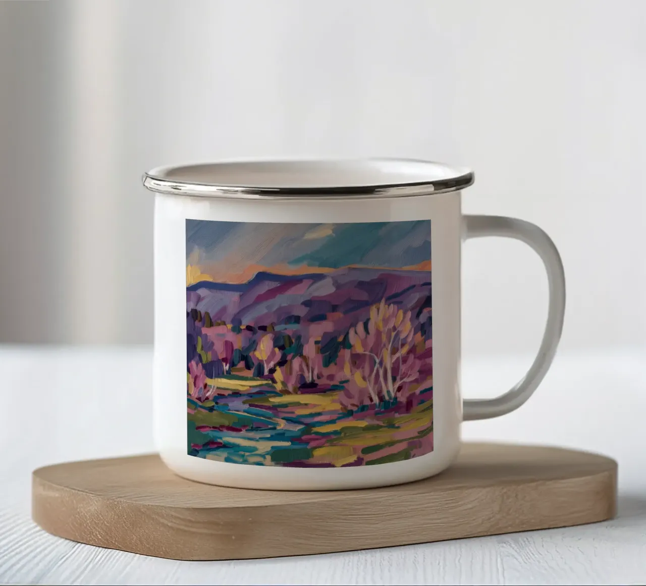Meandro del fiume Twilight tazza in smalto da Radiance Landscape