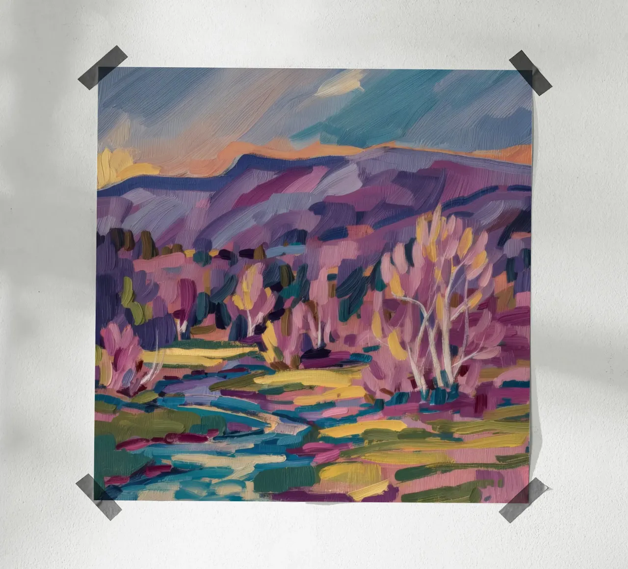 Meandro del fiume Twilight poster con telaio in legno da Radiance Landscape