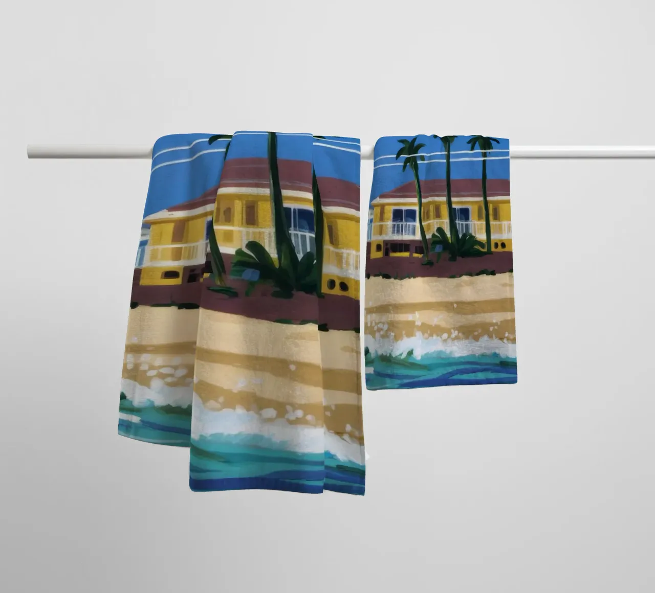 Pomeriggio in spiaggia asciugamano da bagno da Silk Palette