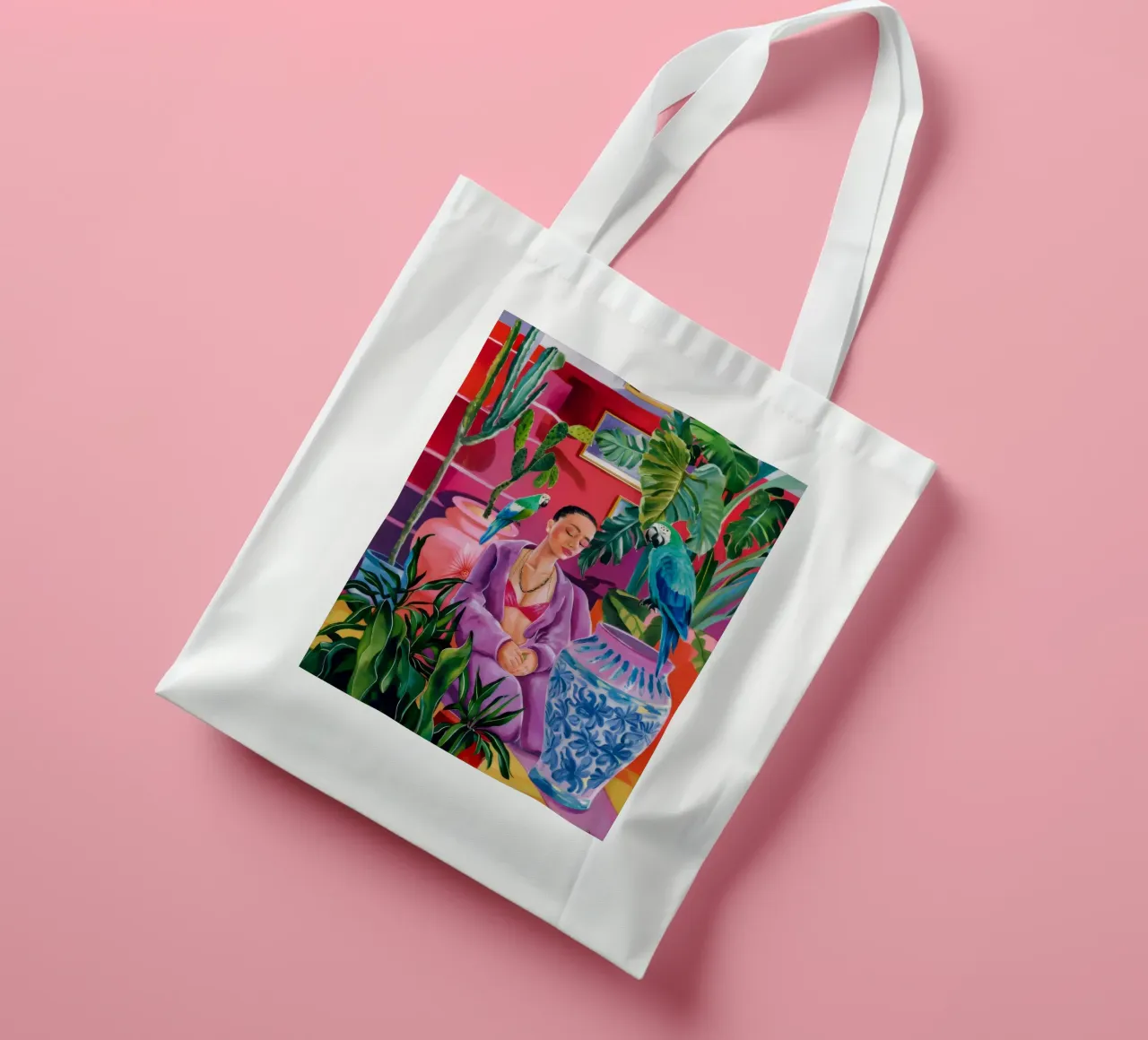 Magenta Jungle Bloom borsa in juta da Infinite Chroma