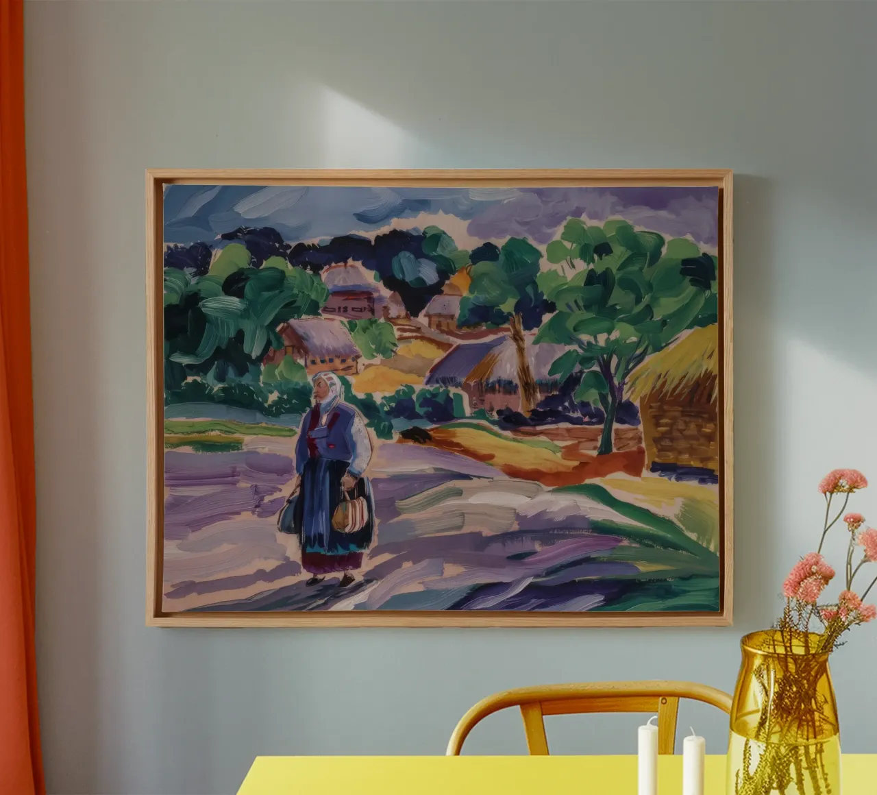 Dorpspad wandeling canvas met Baklijst van Radiance Landscape