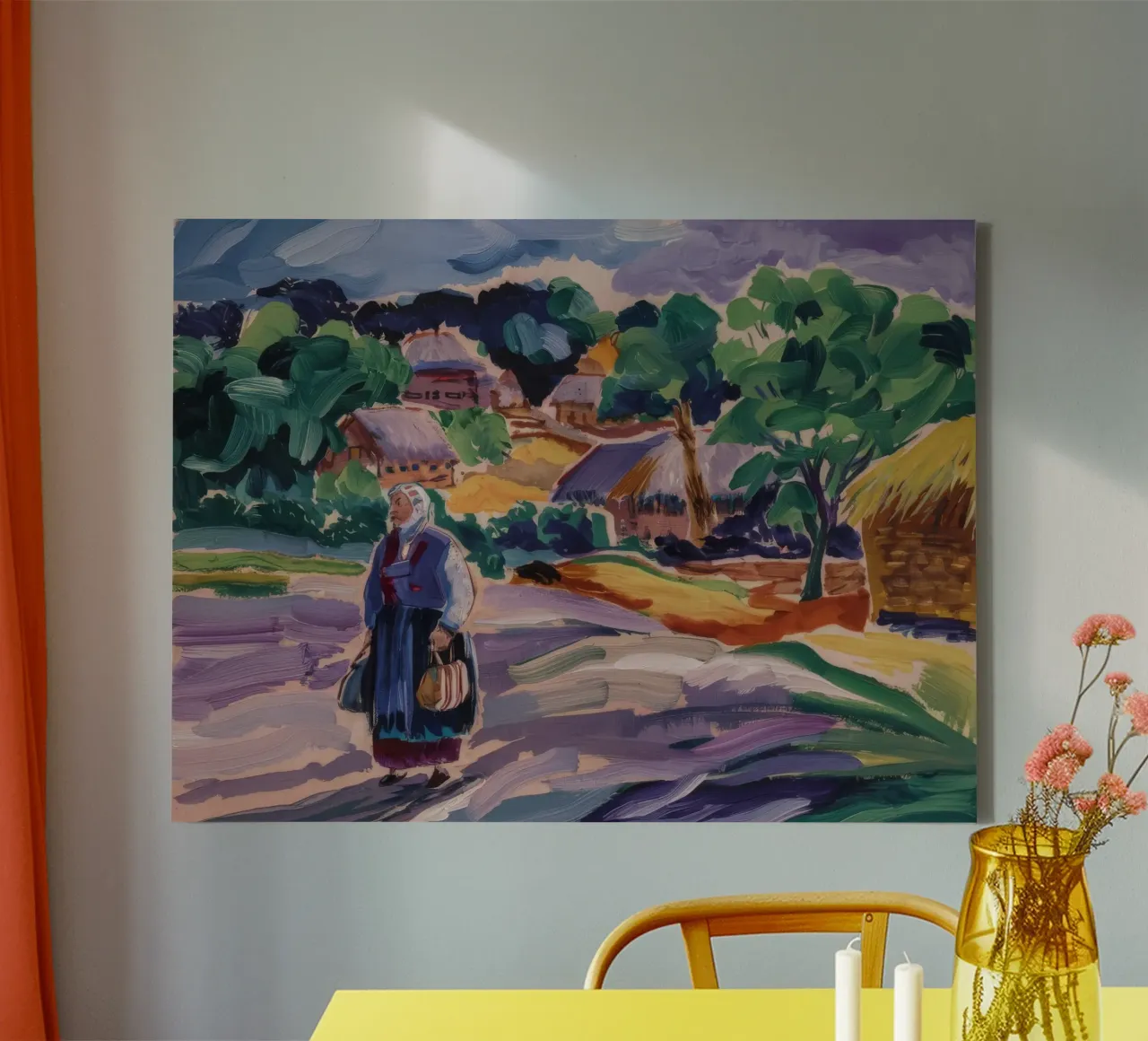 Dorpspad wandeling canvas met Baklijst van Radiance Landscape