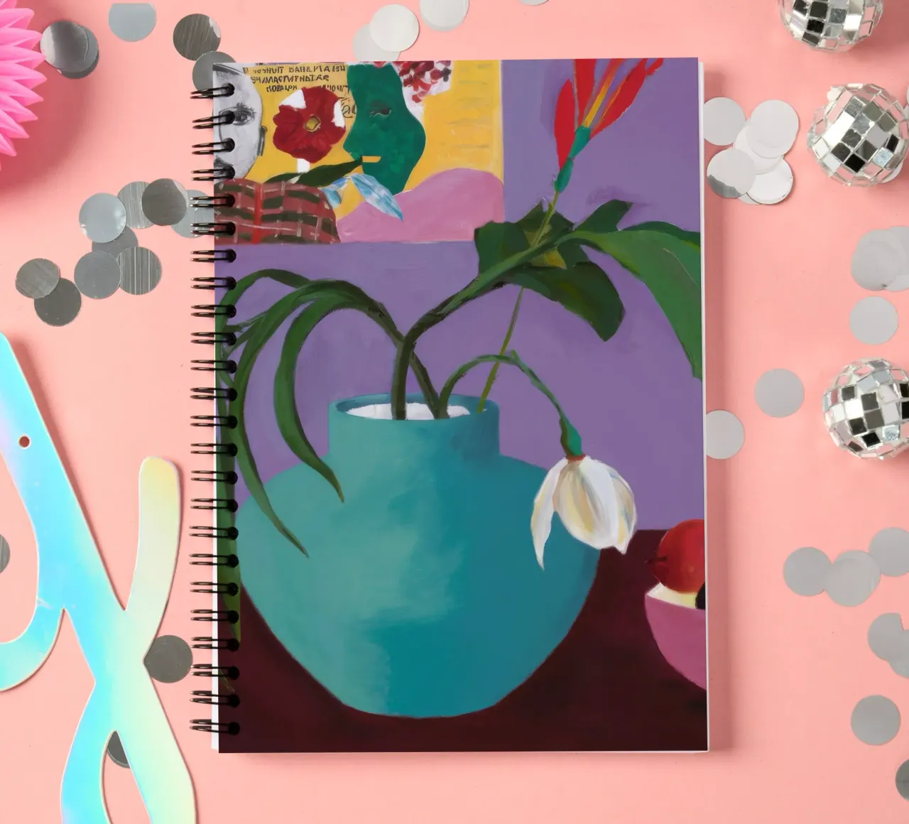 Cyan Leaf Cherries spiral notebook by Opal Strokes
