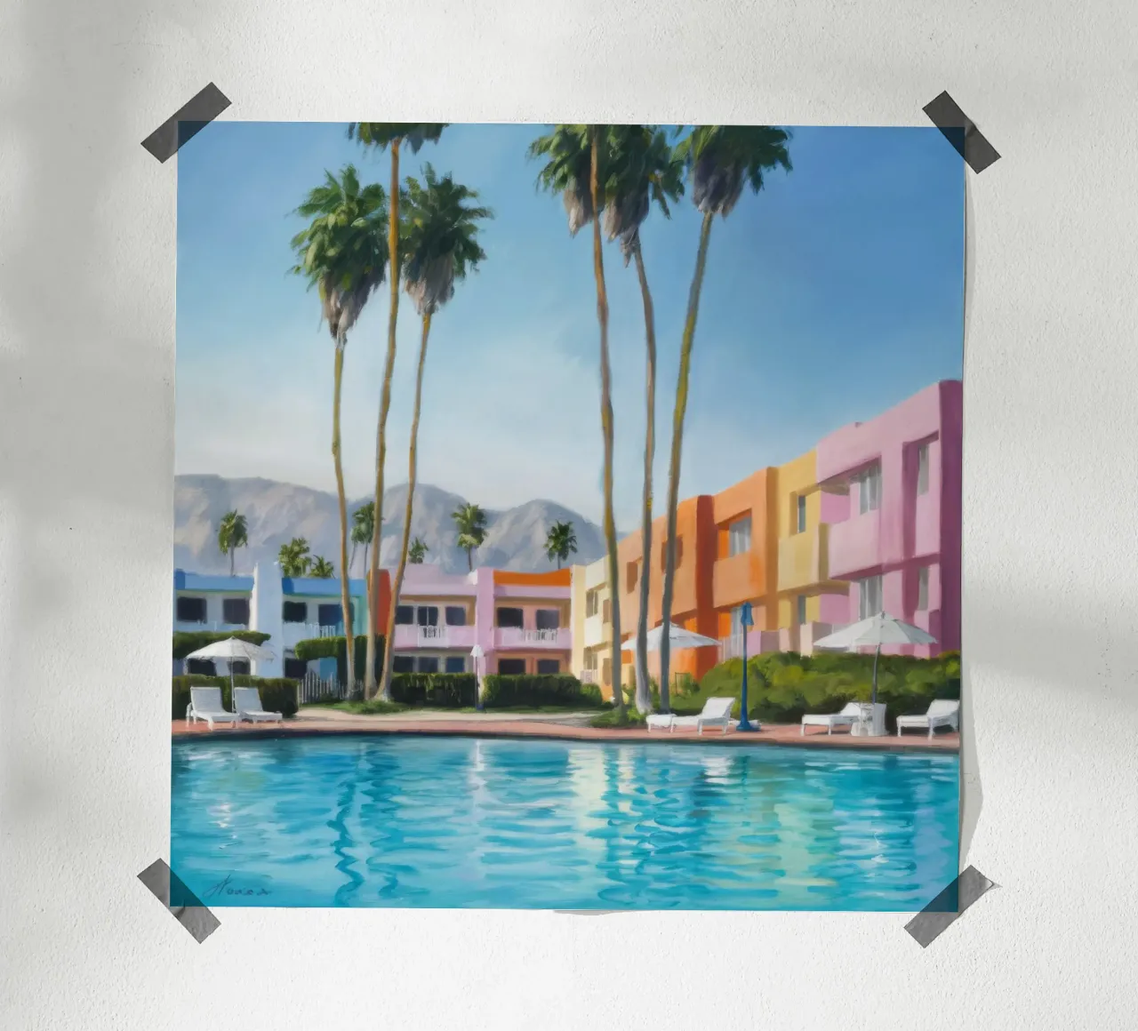 Aqua Palm Chic poster con telaio in alluminio da Infinite Chroma