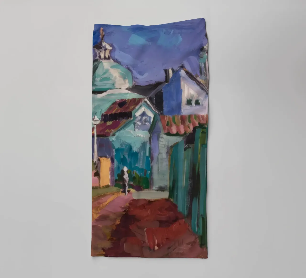 Turquoise torenuitzicht badhanddoek van Radiance Landscape