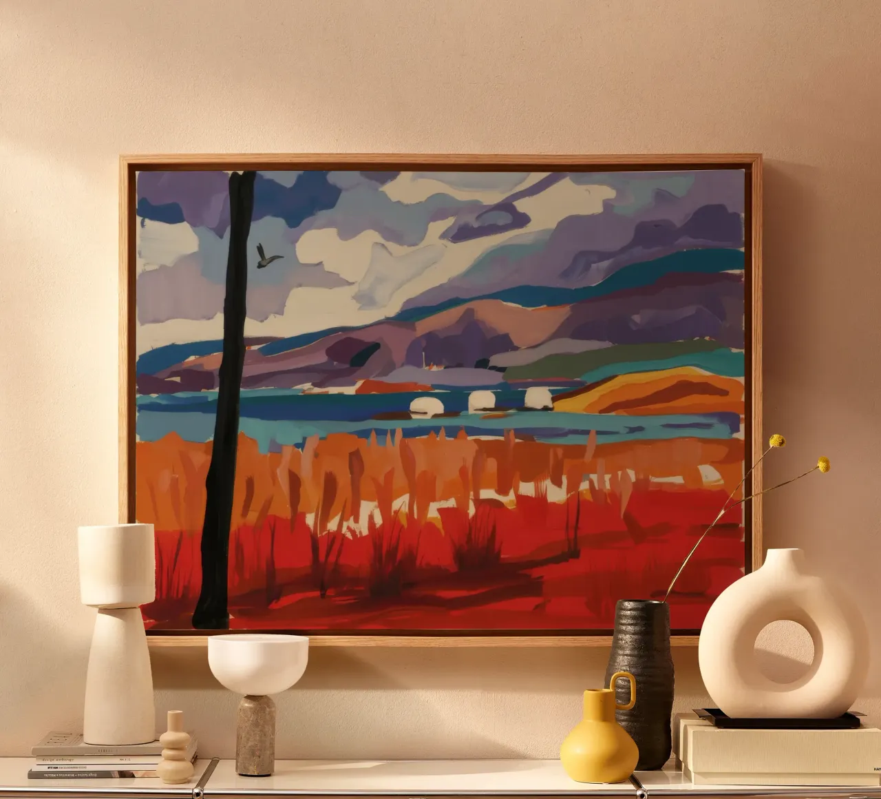 Vurig westers landschap canvas met Baklijst van Silk Palette