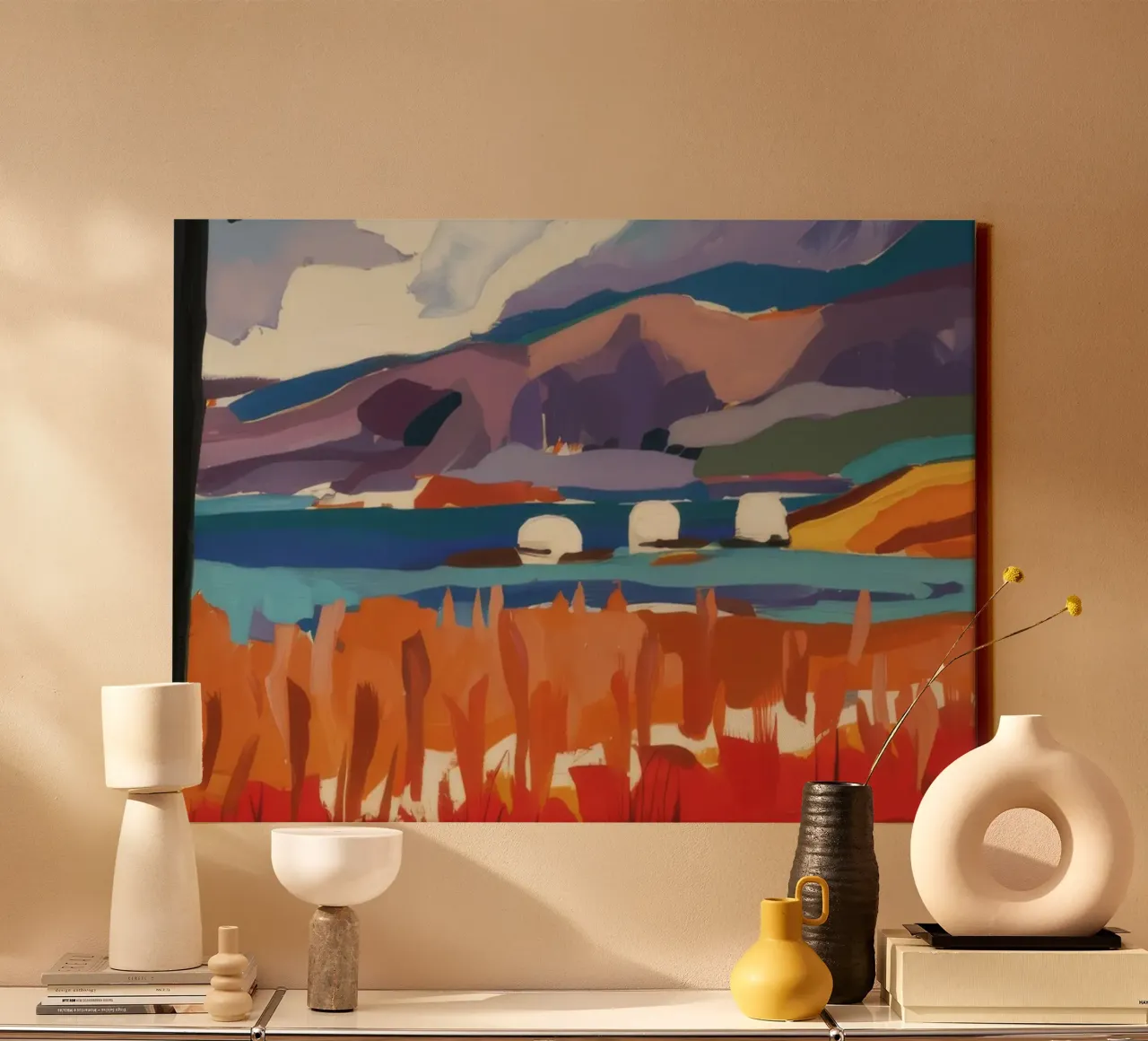 Vurig westers landschap canvas met Baklijst van Silk Palette