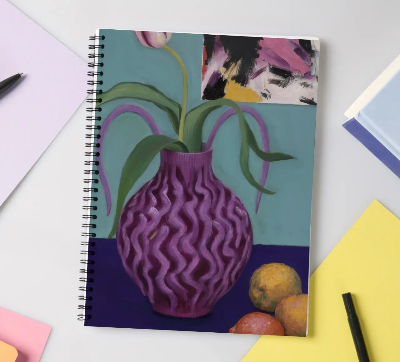 Amethyst Wave Lemons spiral notebook by Opal Strokes