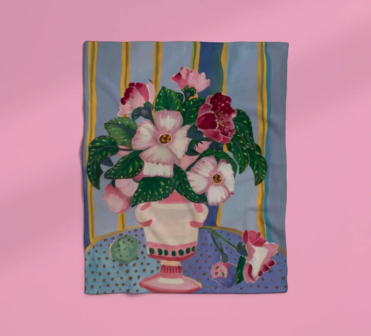 Petal Urn Stripes fleece blanket by Vivid Reverie