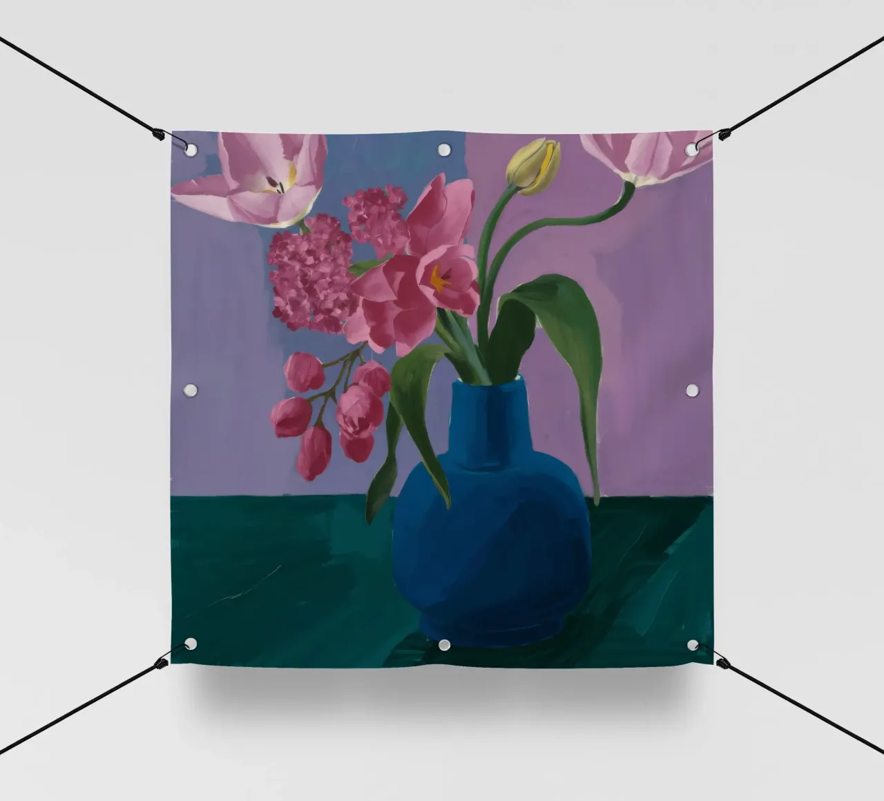 Profondità di peonia indaco telo in pvc da Opal Strokes