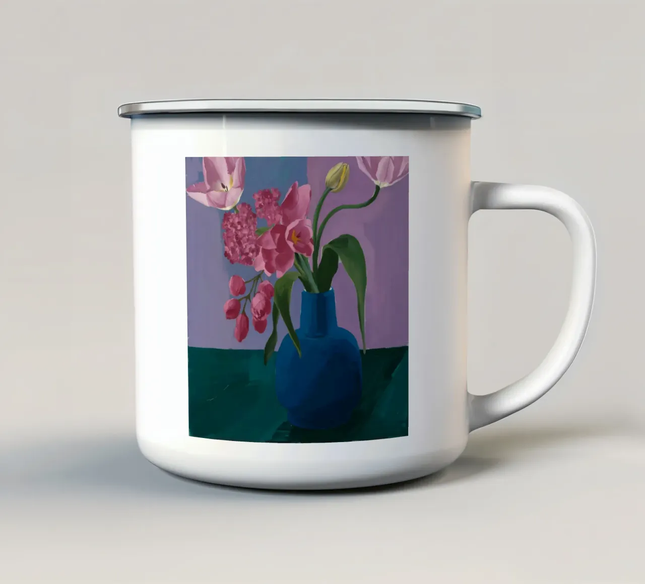 Profondità di peonia indaco tazza in smalto da Opal Strokes