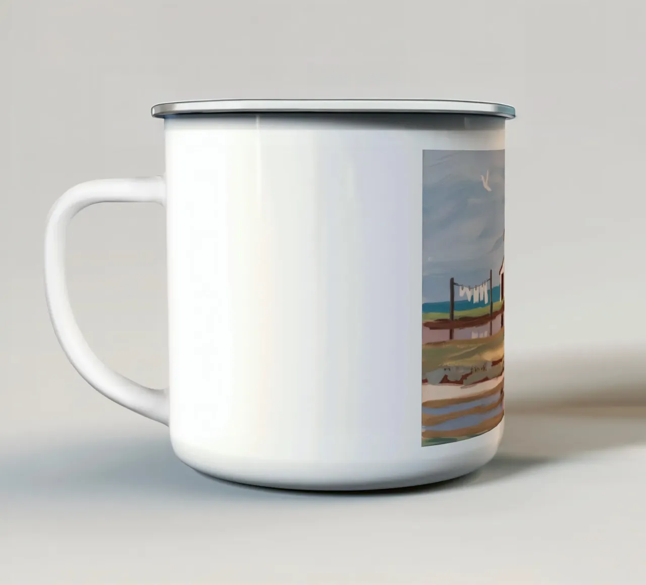 Laundry Day Farmhouse enamel mug by Silk Palette
