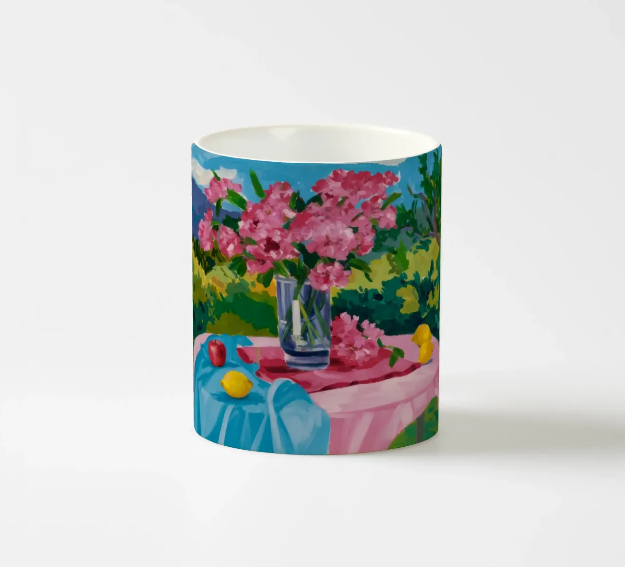 Pioen alfresco vreugde keramische mok van Radiance Landscape