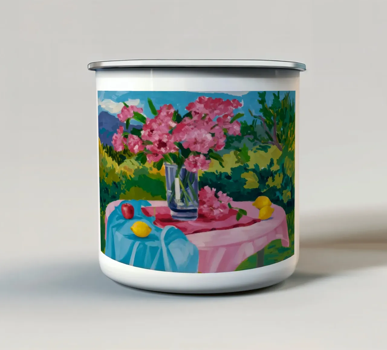 Pioen alfresco vreugde emaille mok van Radiance Landscape