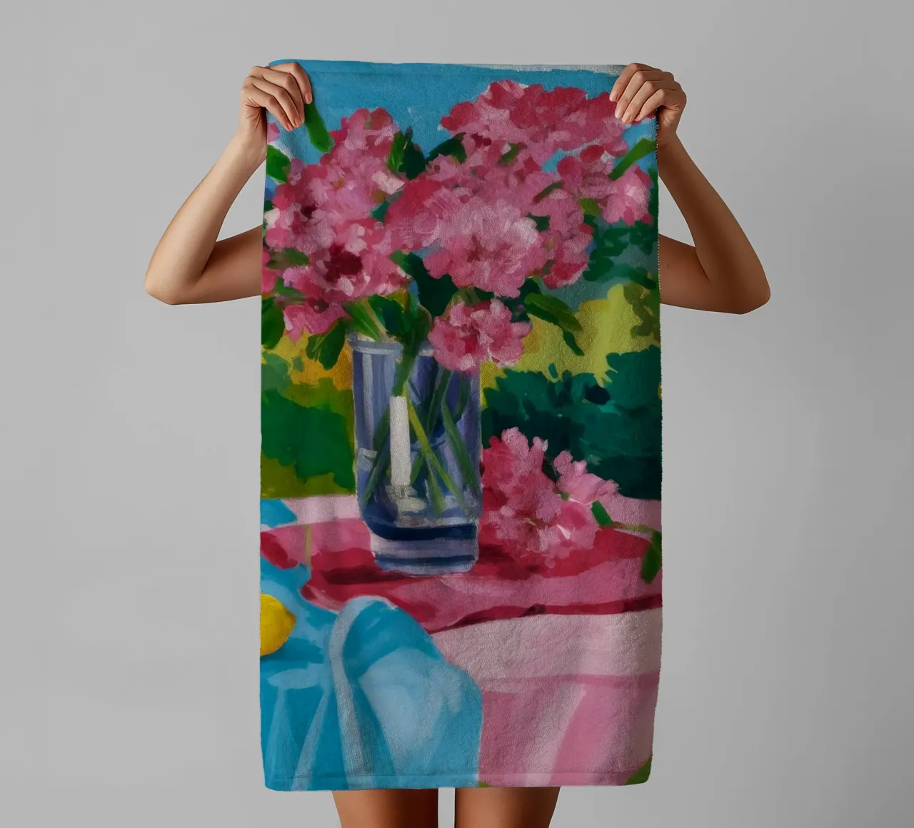 Peony Alfresco Joy towel by Radiance Landscape