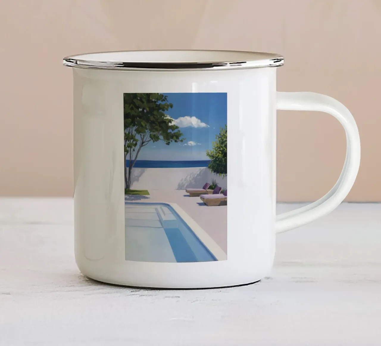Azure-Pool-Horizont Emaille Tasse von Infinite Chroma