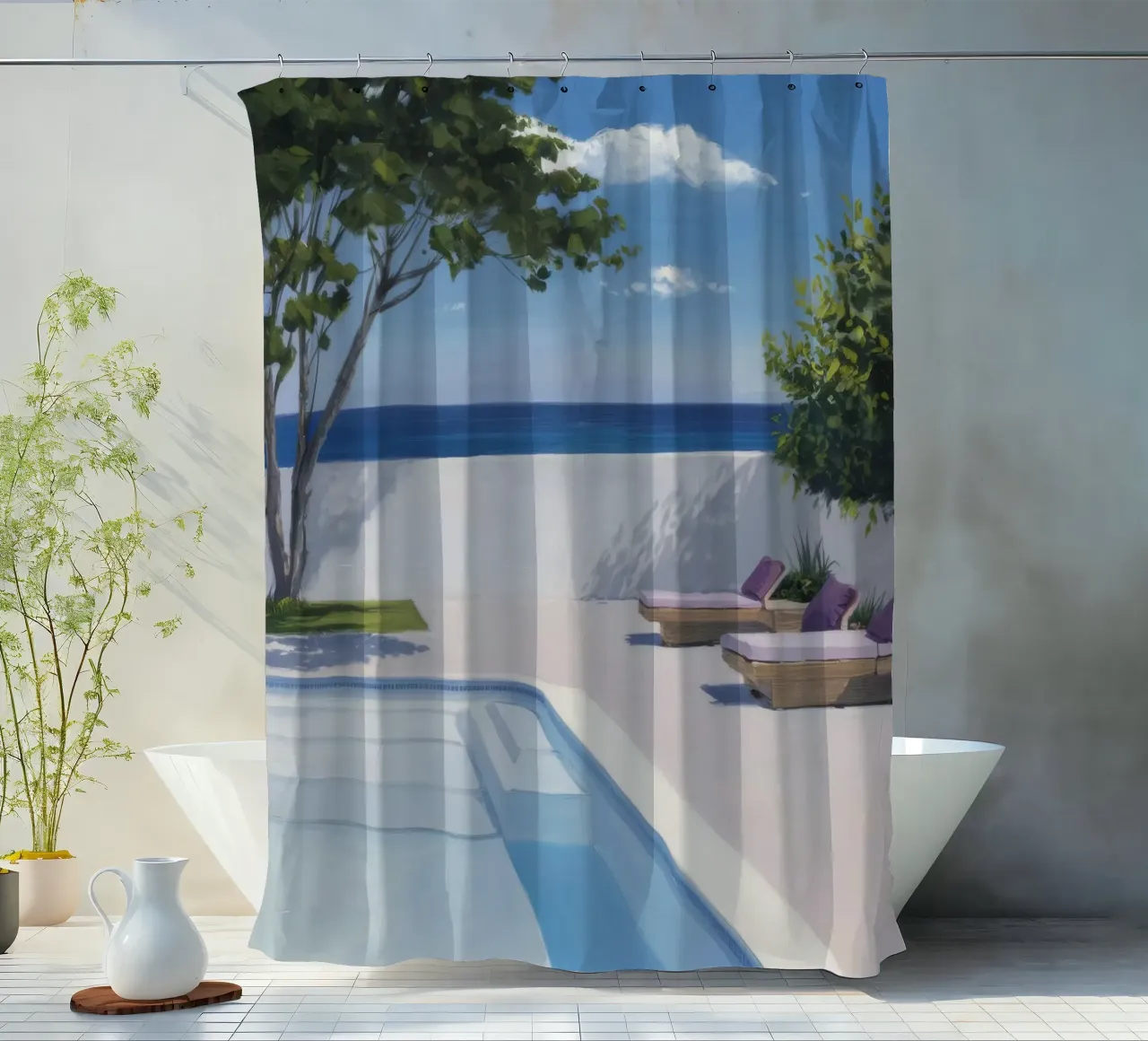 Azure-Pool-Horizont Duschvorhang von Infinite Chroma