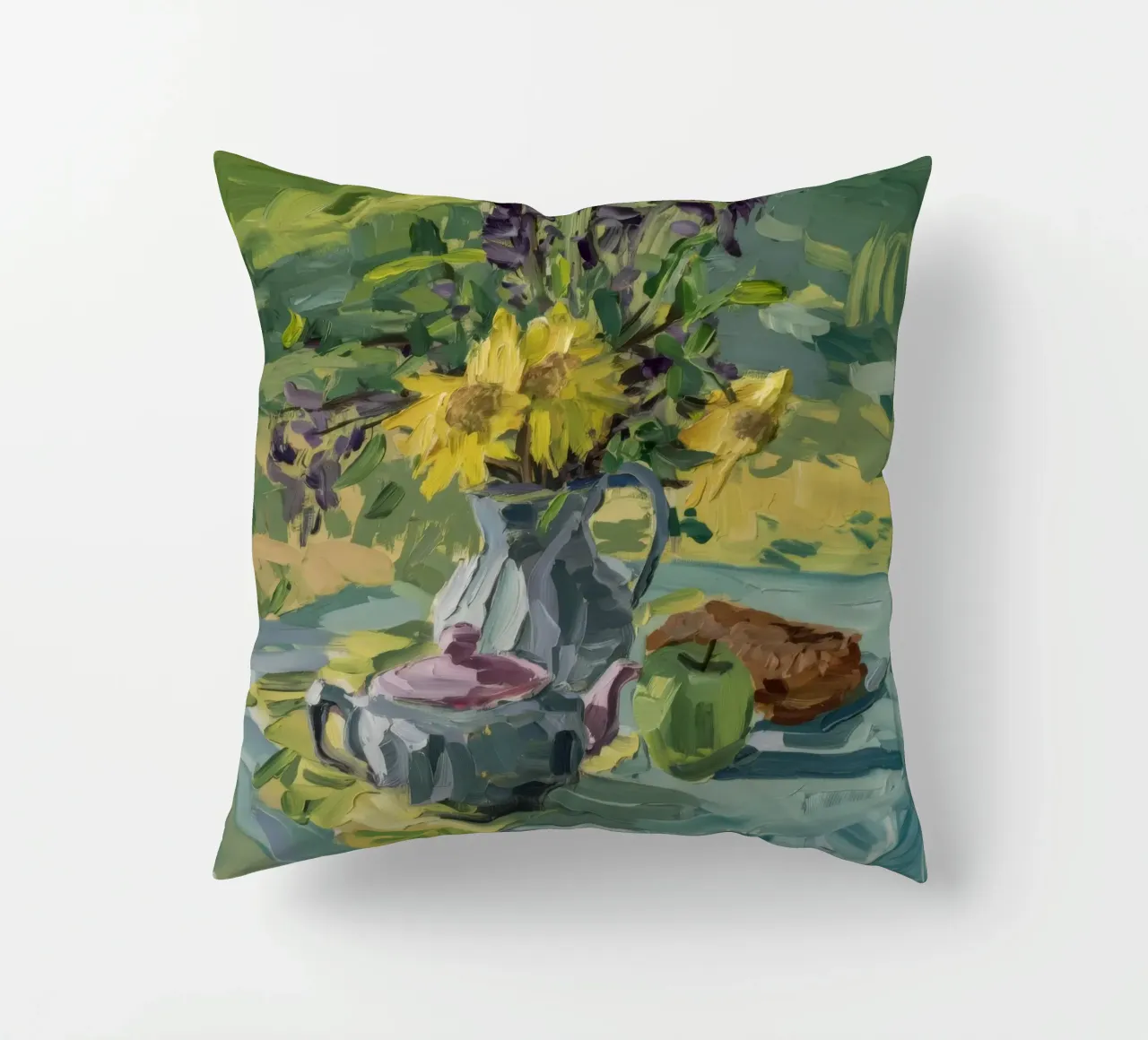 Sunflower Tea Harmony decorative cushion by Radiance Landscape