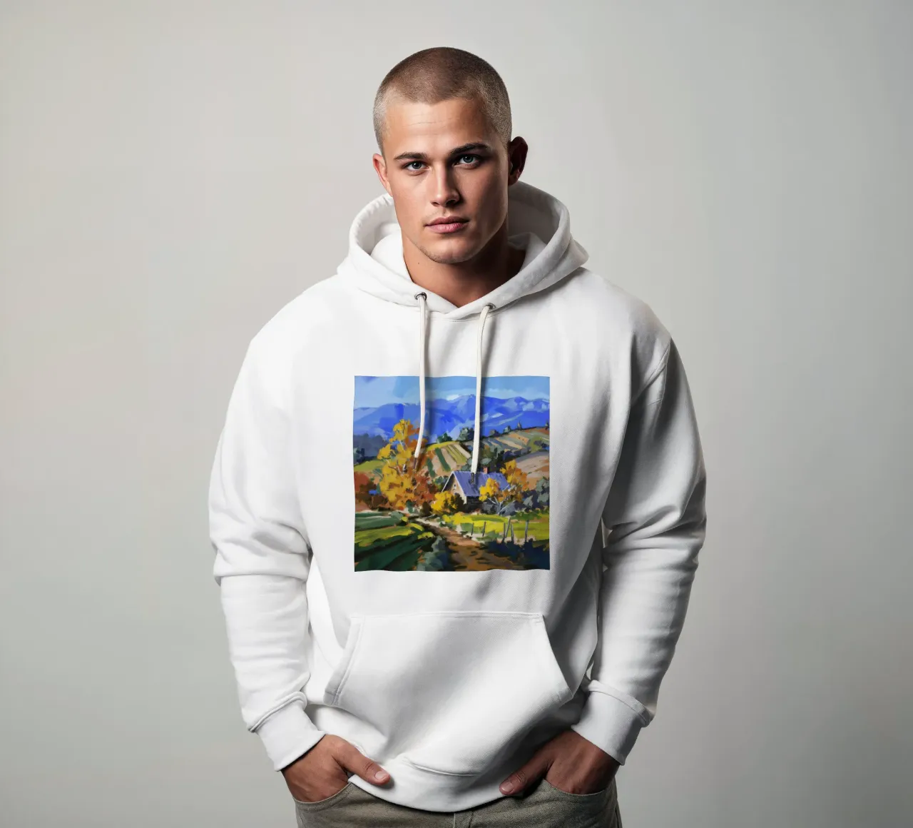 Patchwork d'autunno in collina felpa con cappuccio da Celestial Harmony