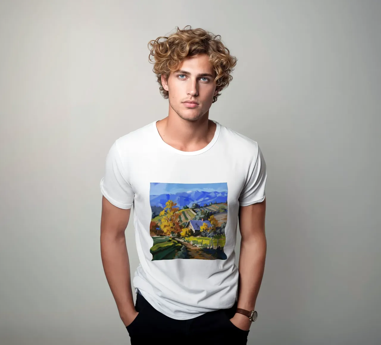 Patchwork de otoño en la ladera camiseta de Celestial Harmony