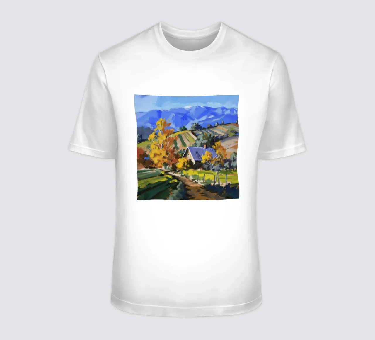 Patchwork de otoño en la ladera camiseta de Celestial Harmony