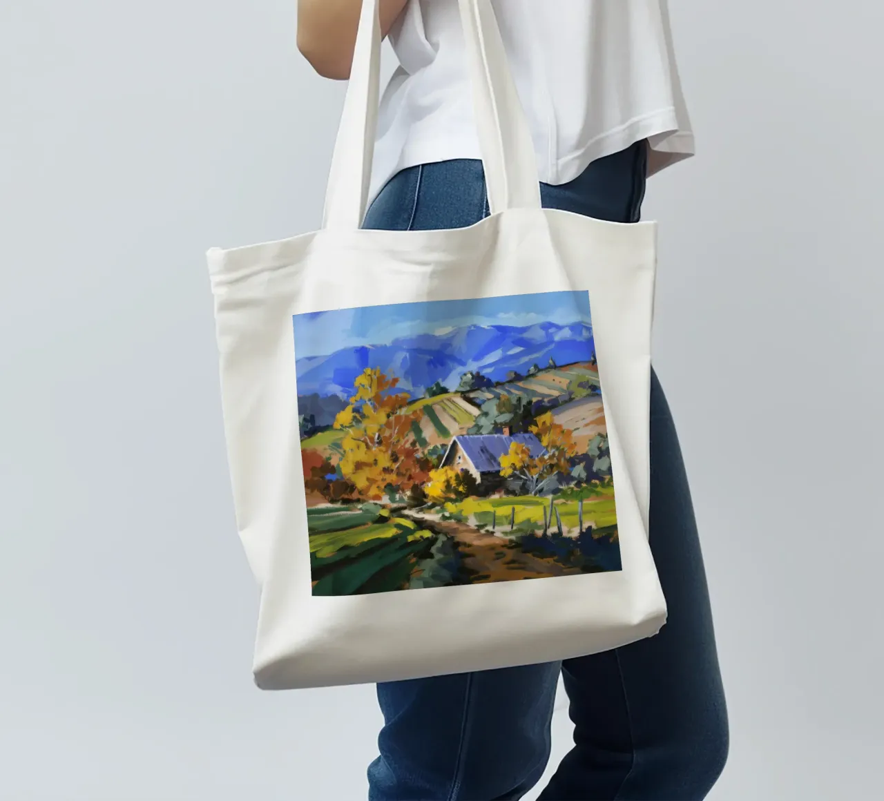 Patchwork d'autunno in collina borsa in juta da Celestial Harmony