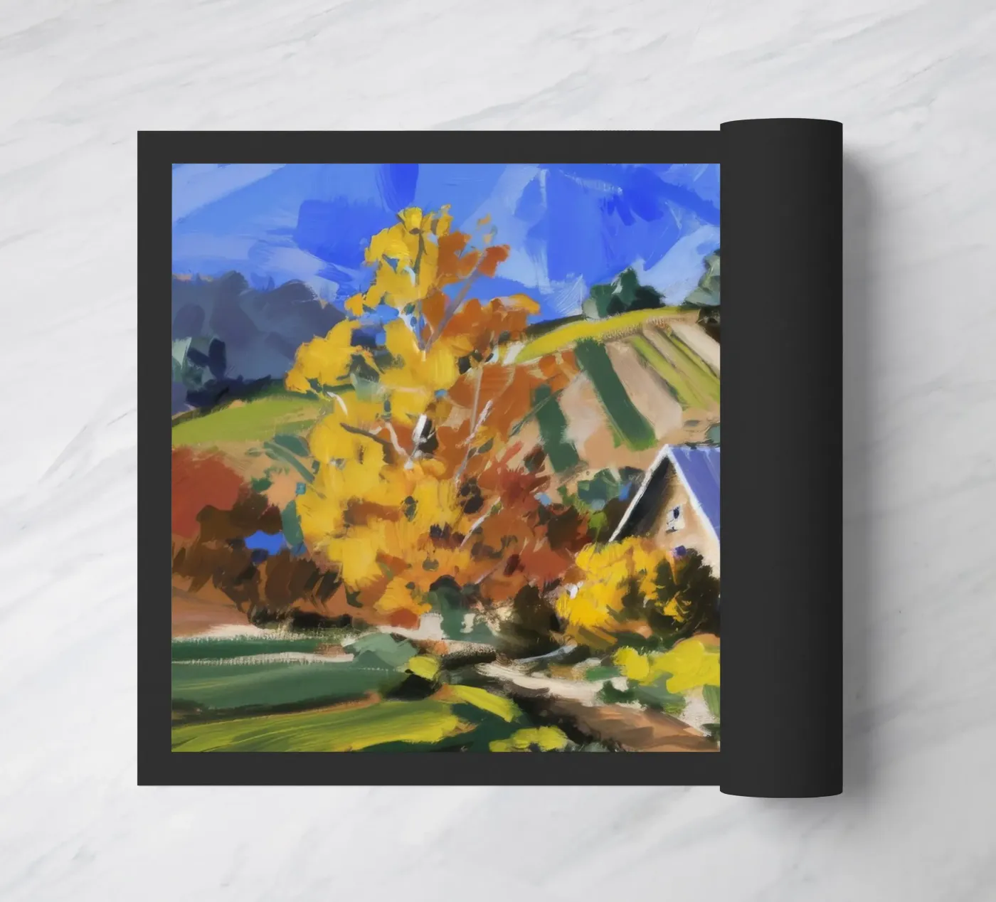 Hillside Autumn Patchwork Fußmatte von Celestial Harmony