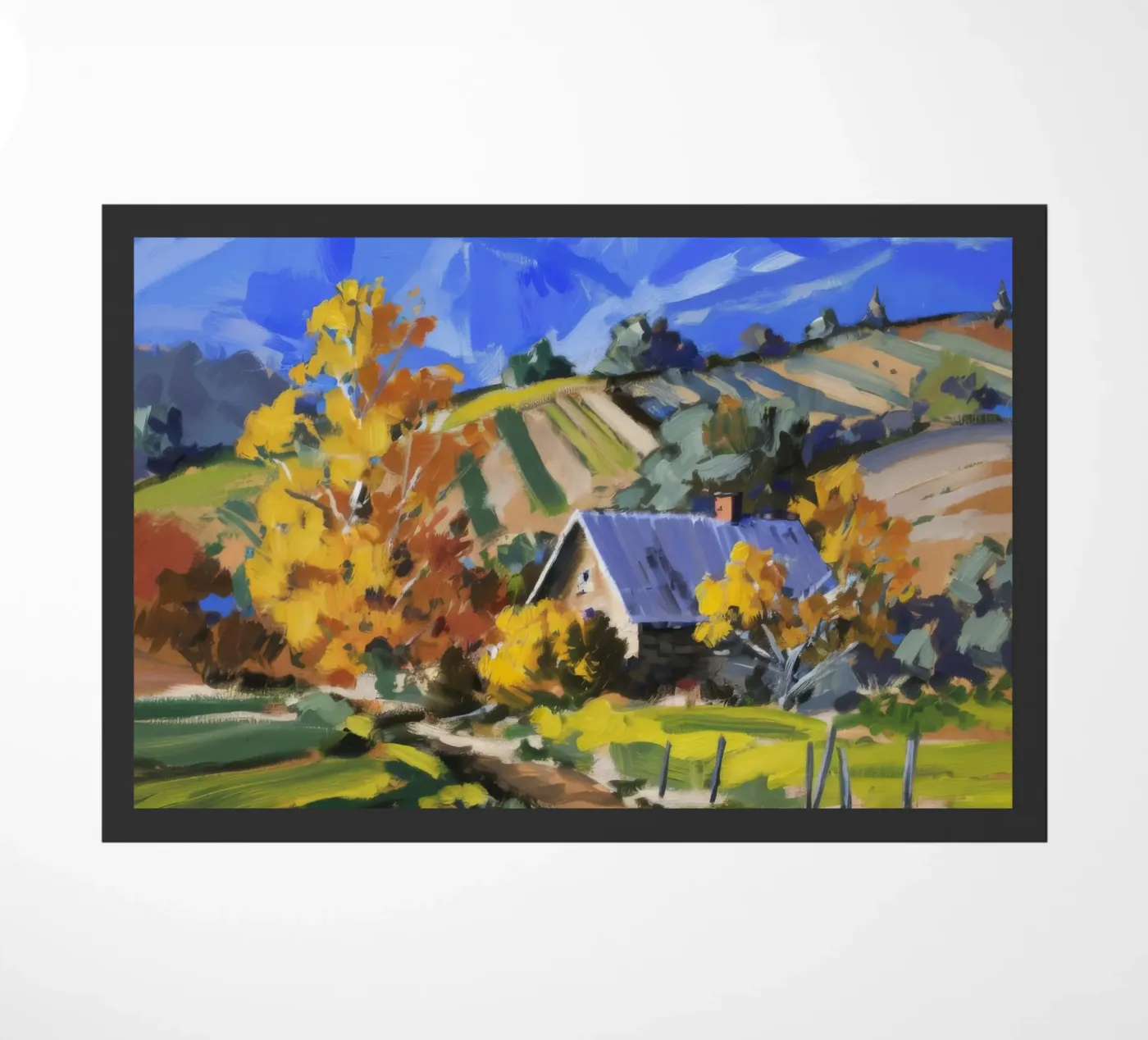 Hillside Autumn Patchwork Fußmatte von Celestial Harmony