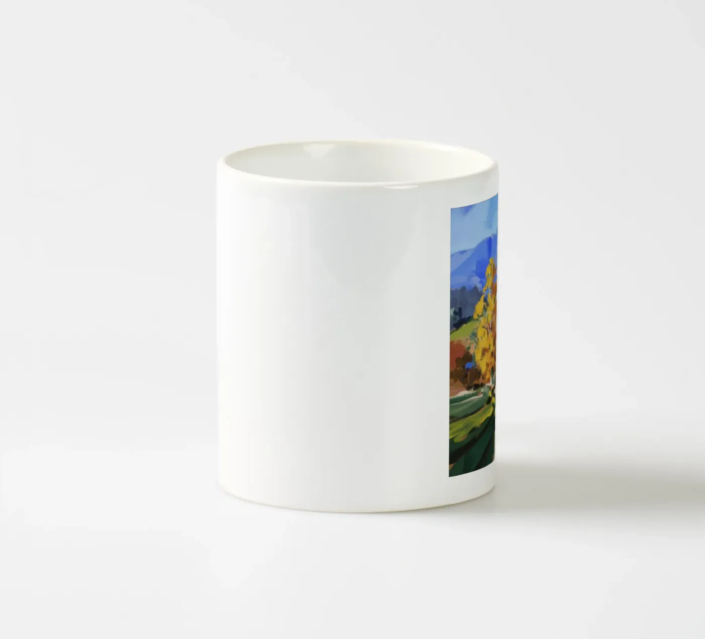 Hillside Autumn Patchwork ceramic mug by Celestial Harmony