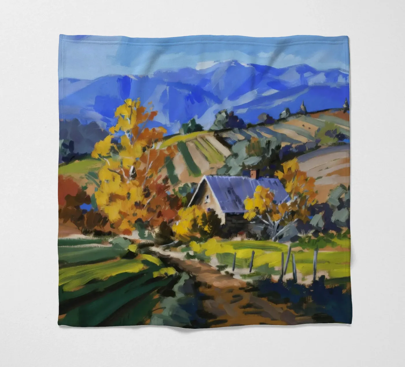 Hillside Autumn Patchwork Fleecedecke von Celestial Harmony