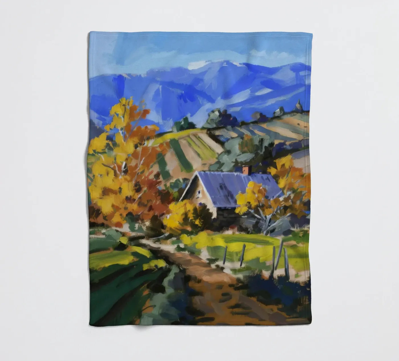 Hillside Autumn Patchwork Fleecedecke von Celestial Harmony