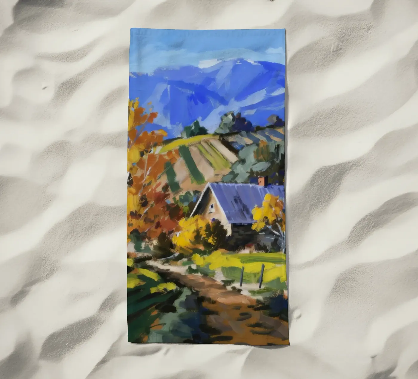 Hillside Autumn Patchwork Strandtuch von Celestial Harmony