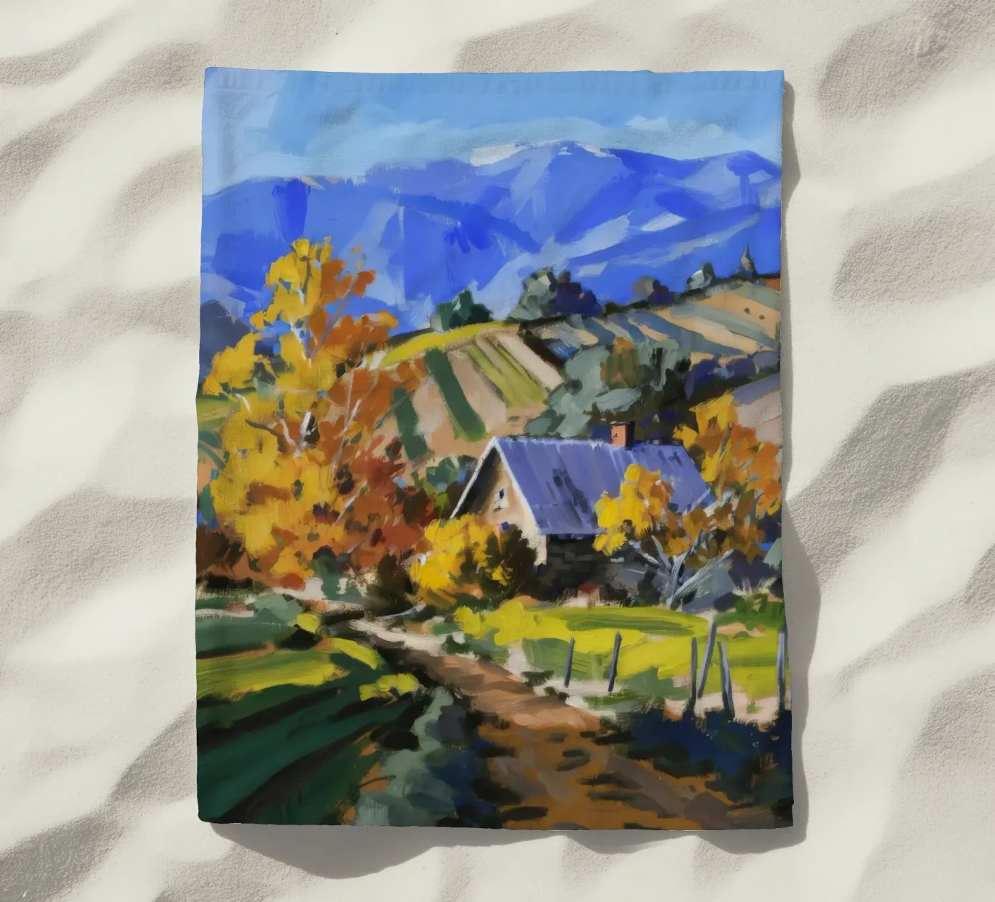 Hillside Autumn Patchwork Strandtuch von Celestial Harmony