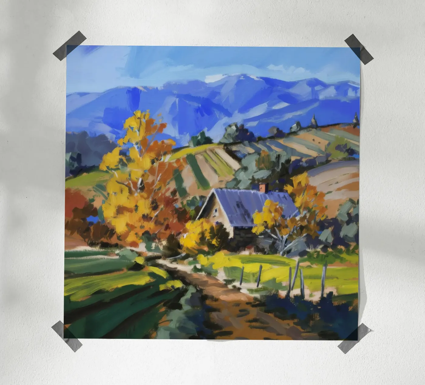Hillside Autumn Patchwork Poster von Celestial Harmony