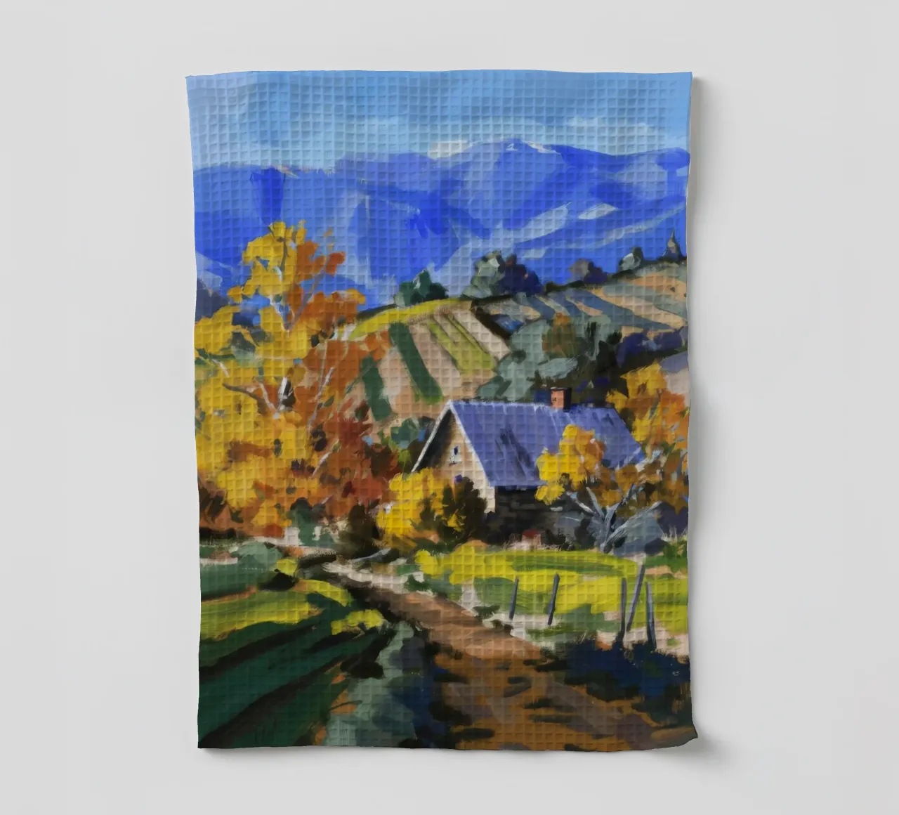 Patchwork d'autunno in collina canovaccio da cucina da Celestial Harmony