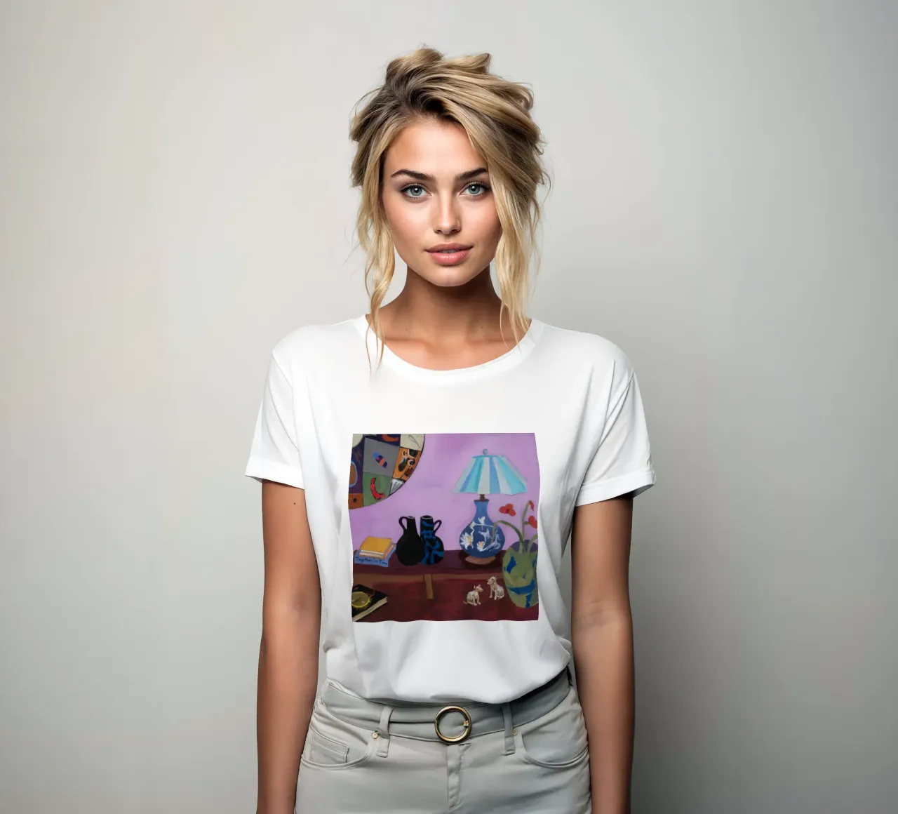 Mauve Lamp Menagerie women's fitted t-shirt by Opal Strokes