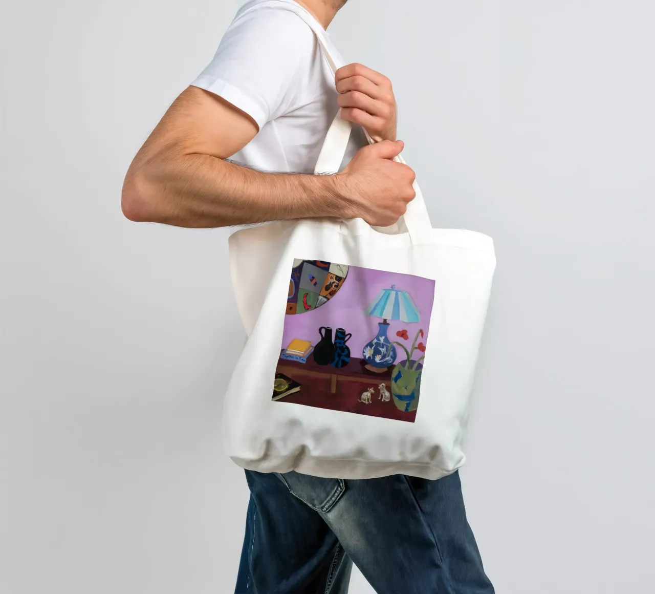 Menagerie di lampade color malva borsa in juta da Opal Strokes