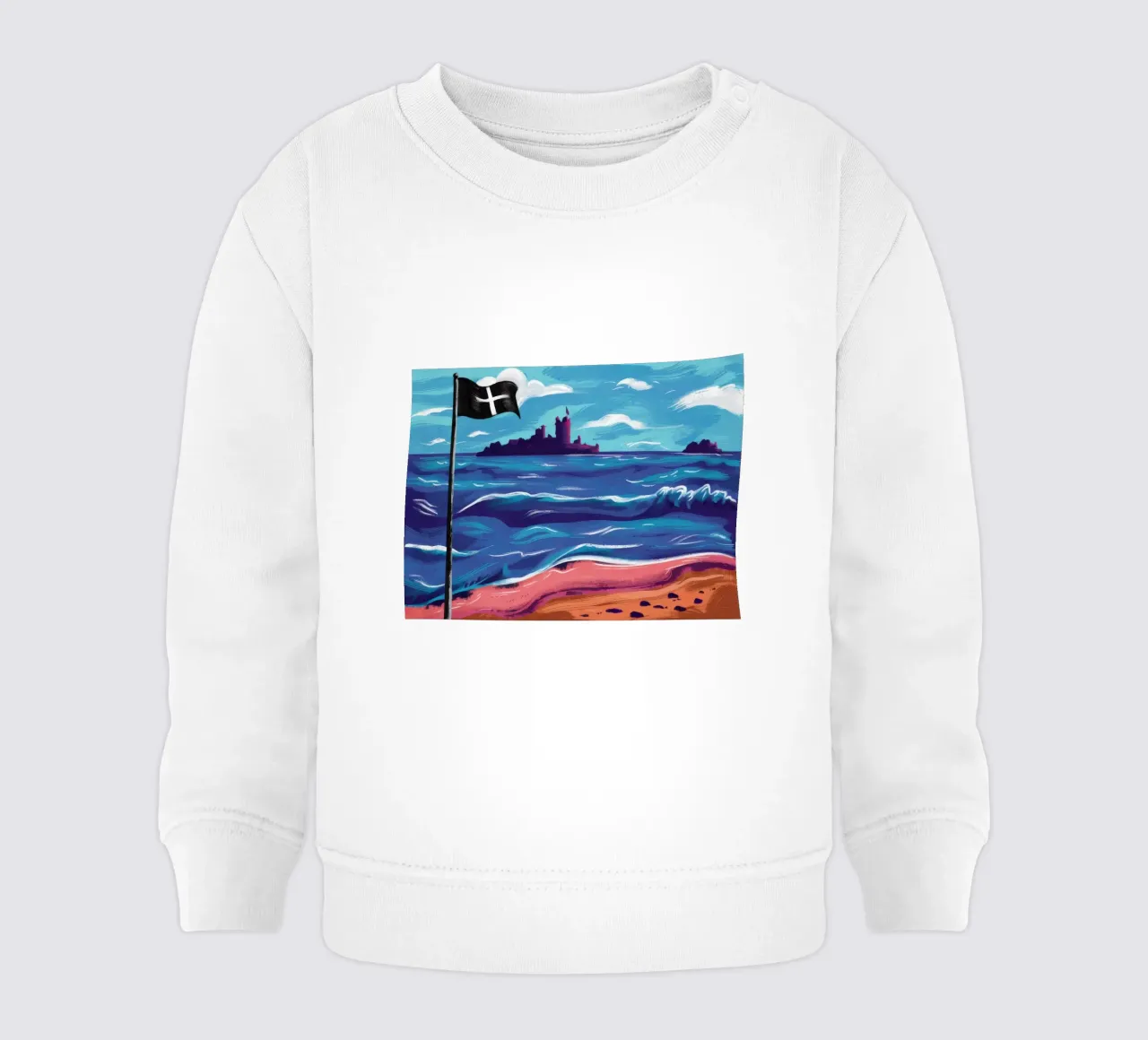 Bandiera nera sulla spiaggia felpa neonato da Silk Palette