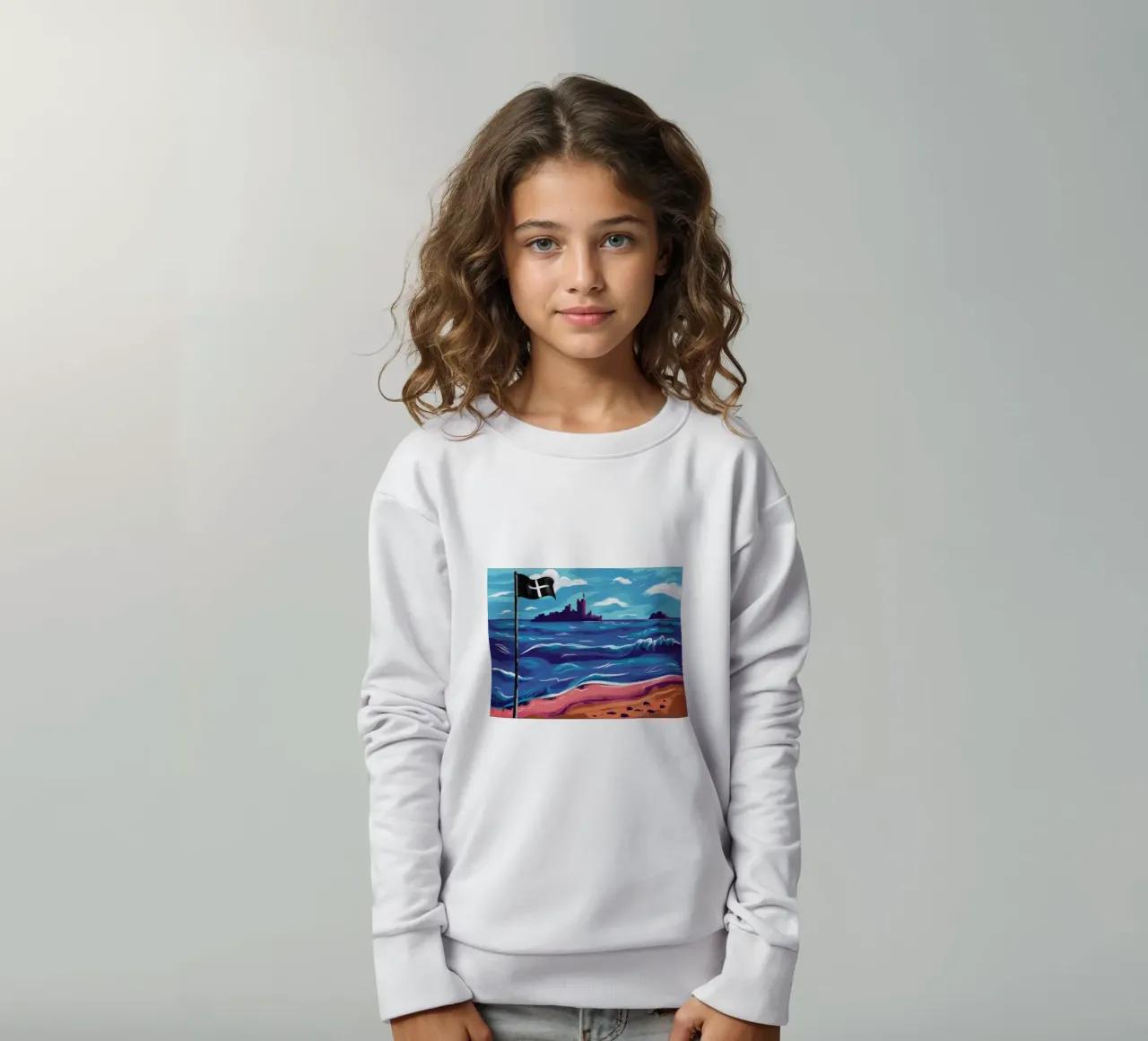 Bandiera nera sulla spiaggia felpa bambino da Silk Palette