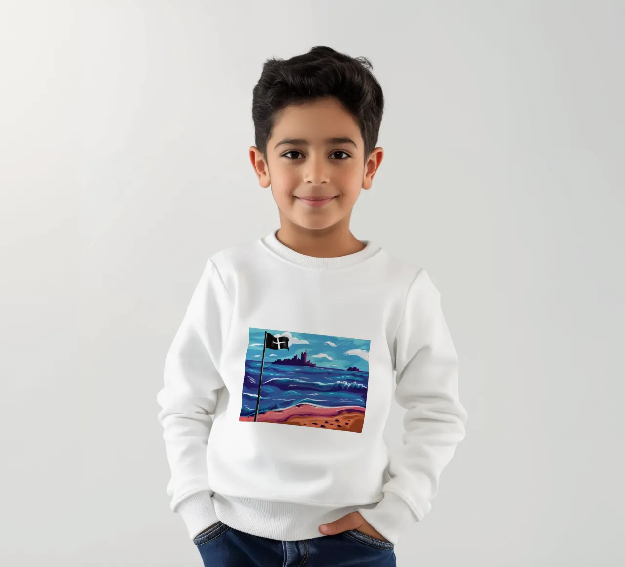 Bandiera nera sulla spiaggia felpa bambino da Silk Palette